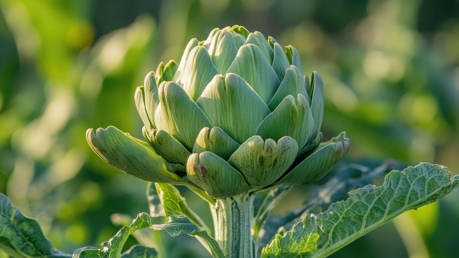 Fresh green artichokes ready for harvest at FairGrow
