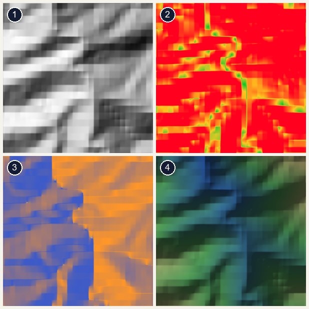 Terrain layers from the elevation model