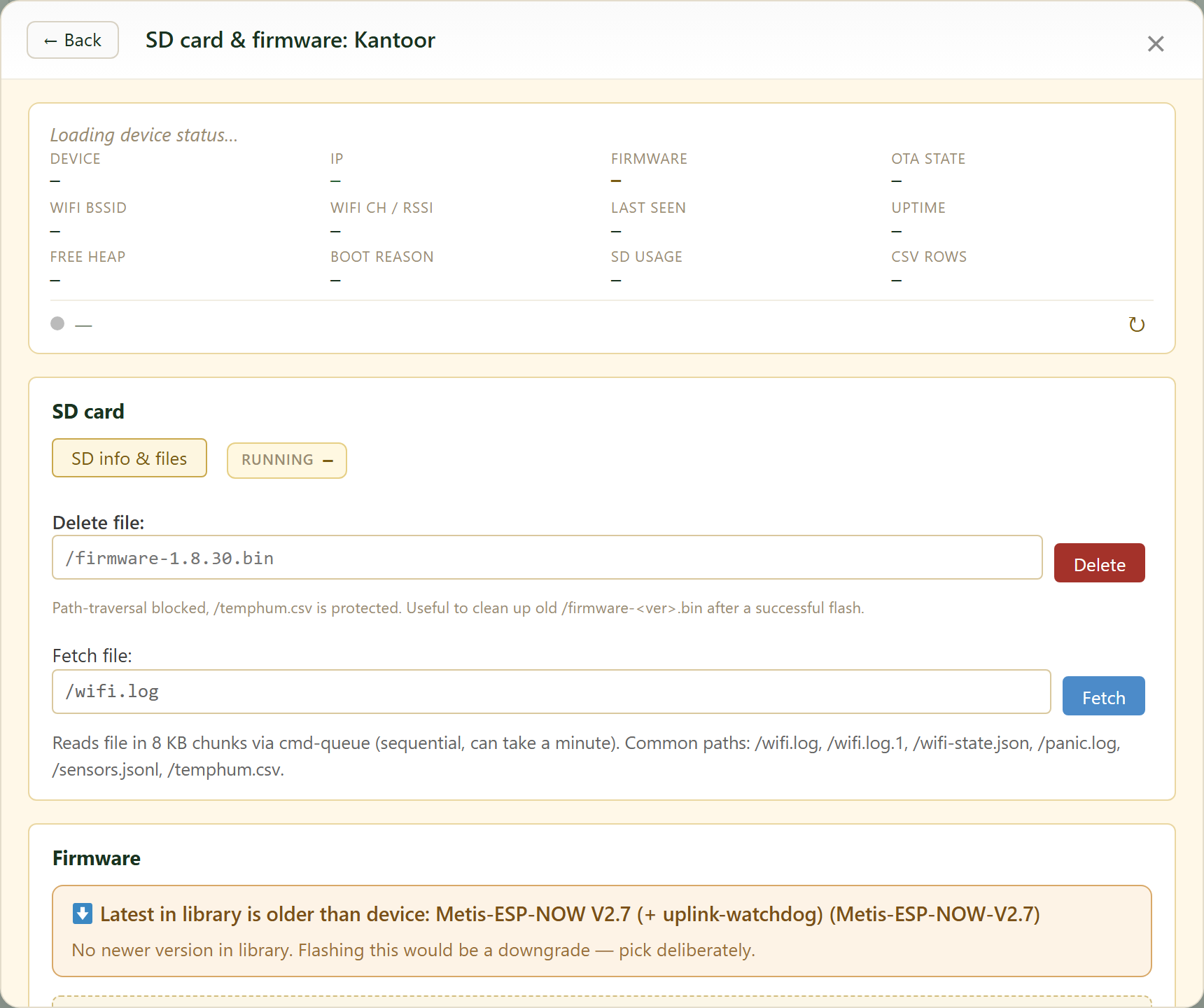 SD card & firmware (admin)