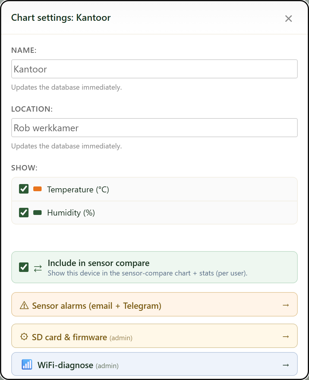 Settings window