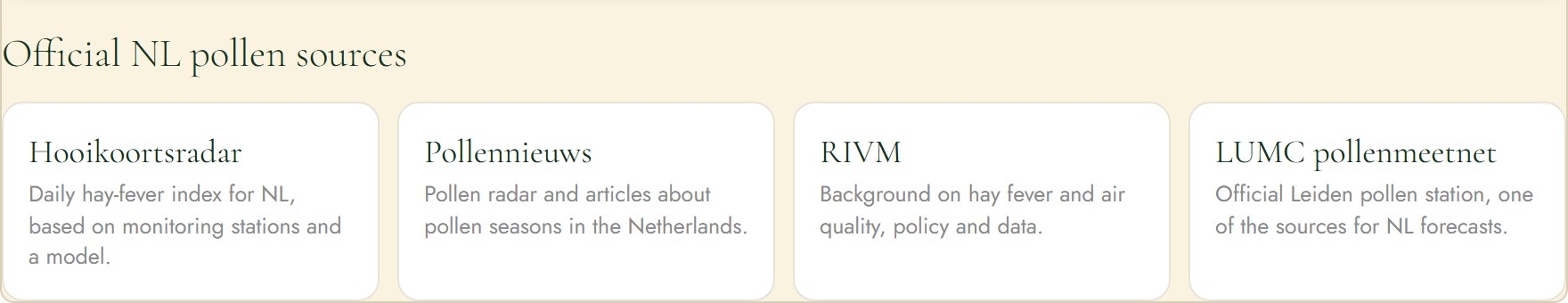 Official NL pollen sources