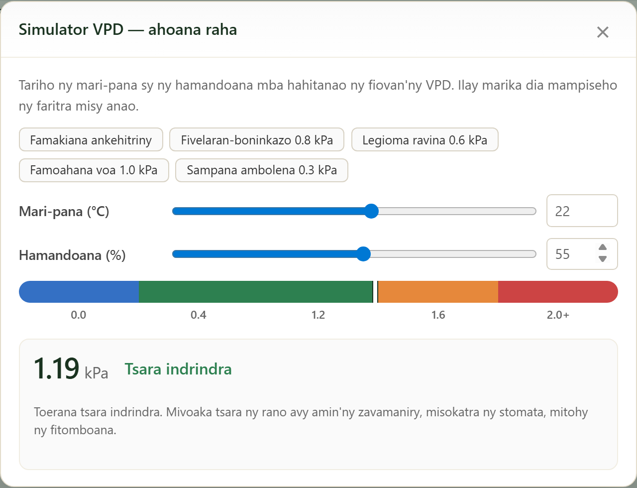 Fitsapana "raha sanatria" VPD FairGrow